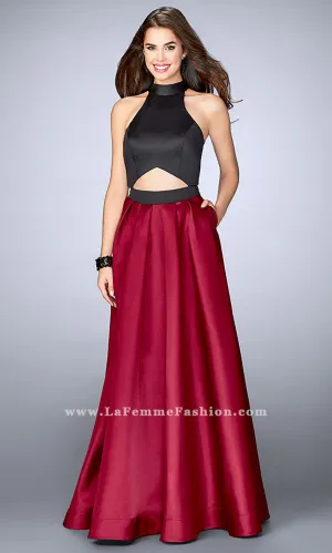 A-Line Two Tone Open Racer Back Prom Dress