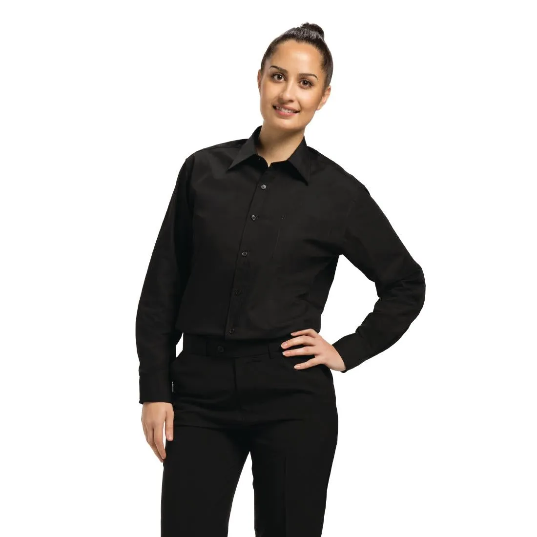 A798-XXL Chef Works Unisex Long Sleeve Dress Shirt Black