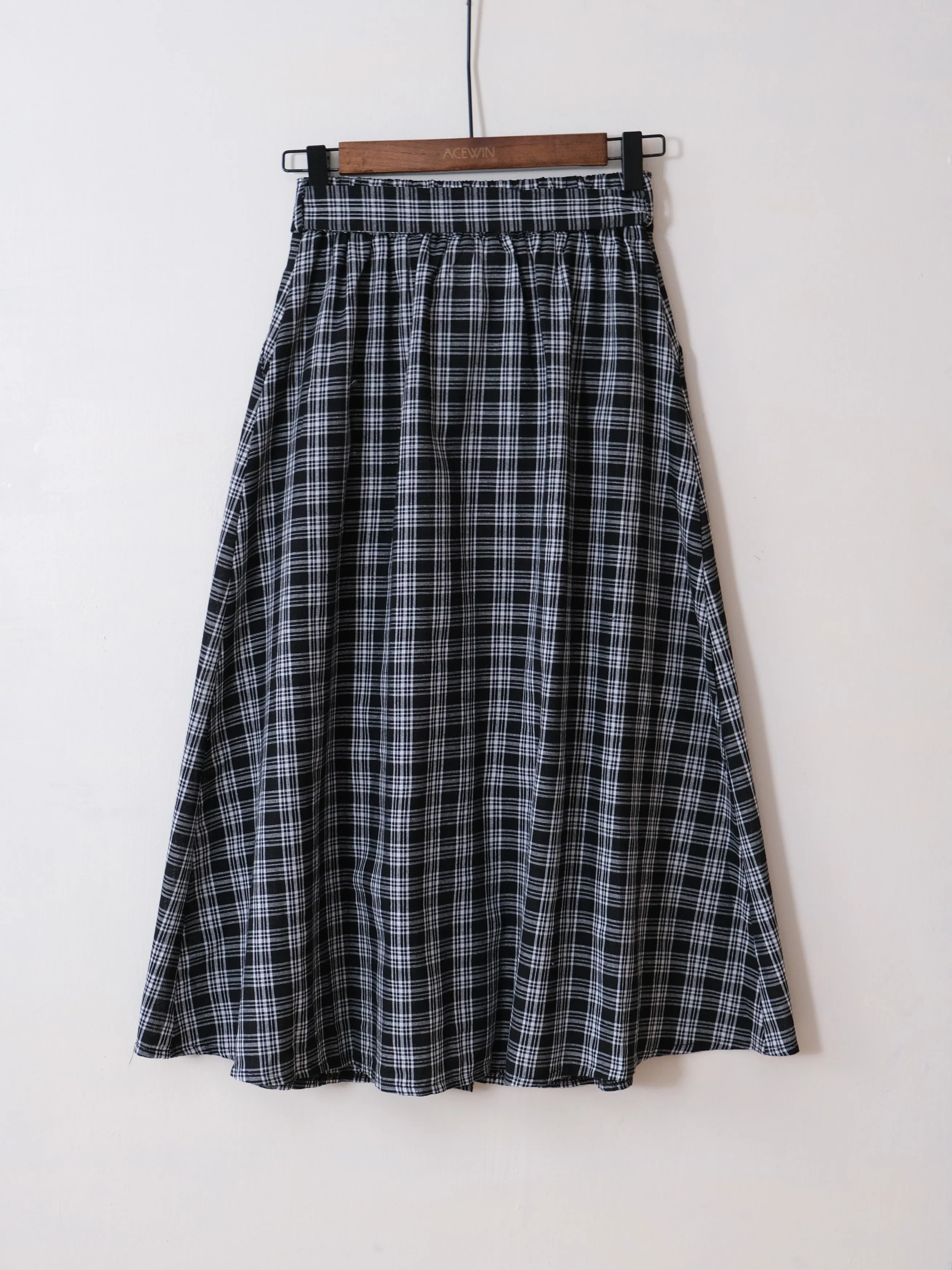 ACEWIN Belted Checkered Skirt (Free Size) 601270