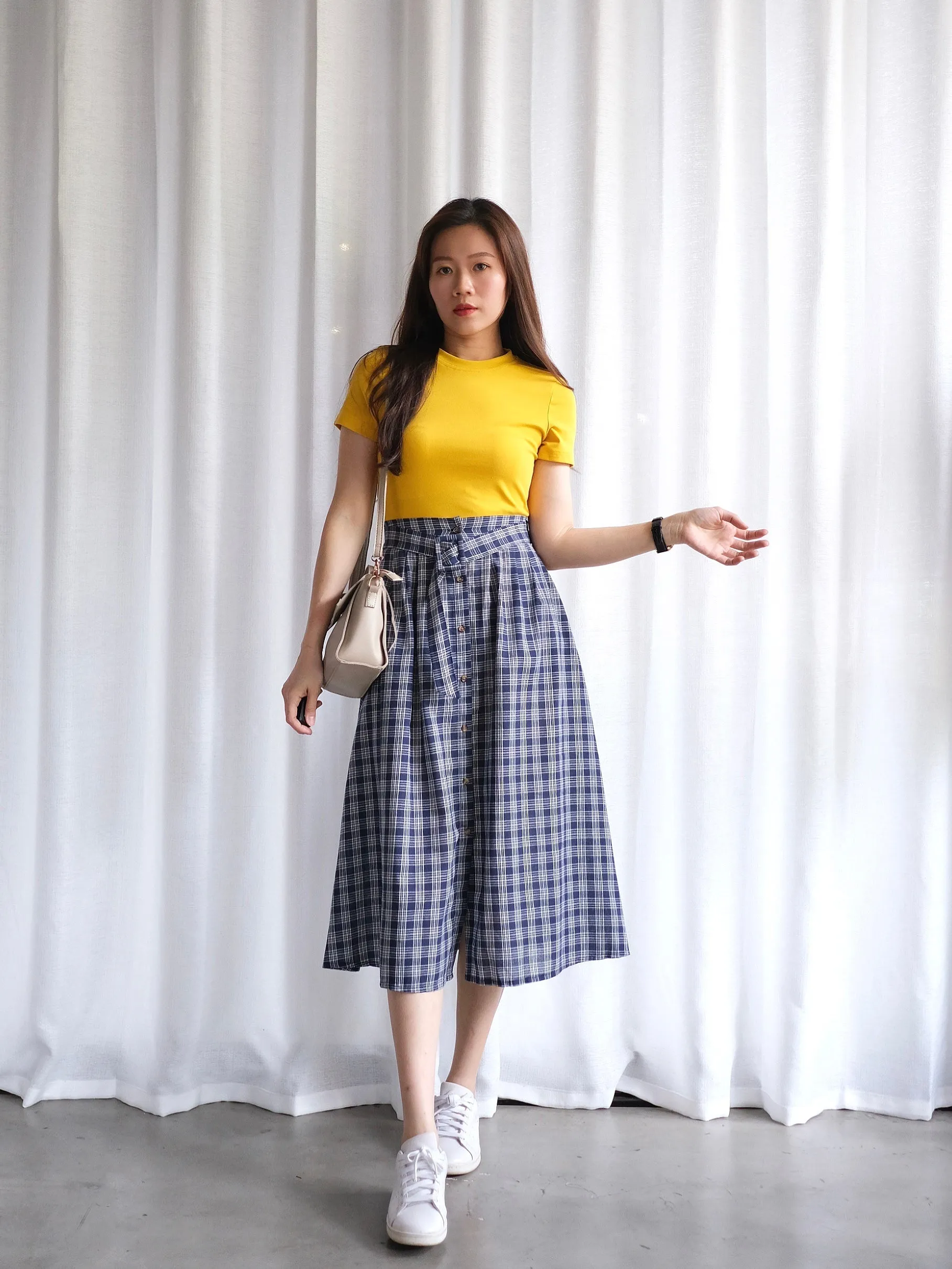 ACEWIN Belted Checkered Skirt (Free Size) 601270