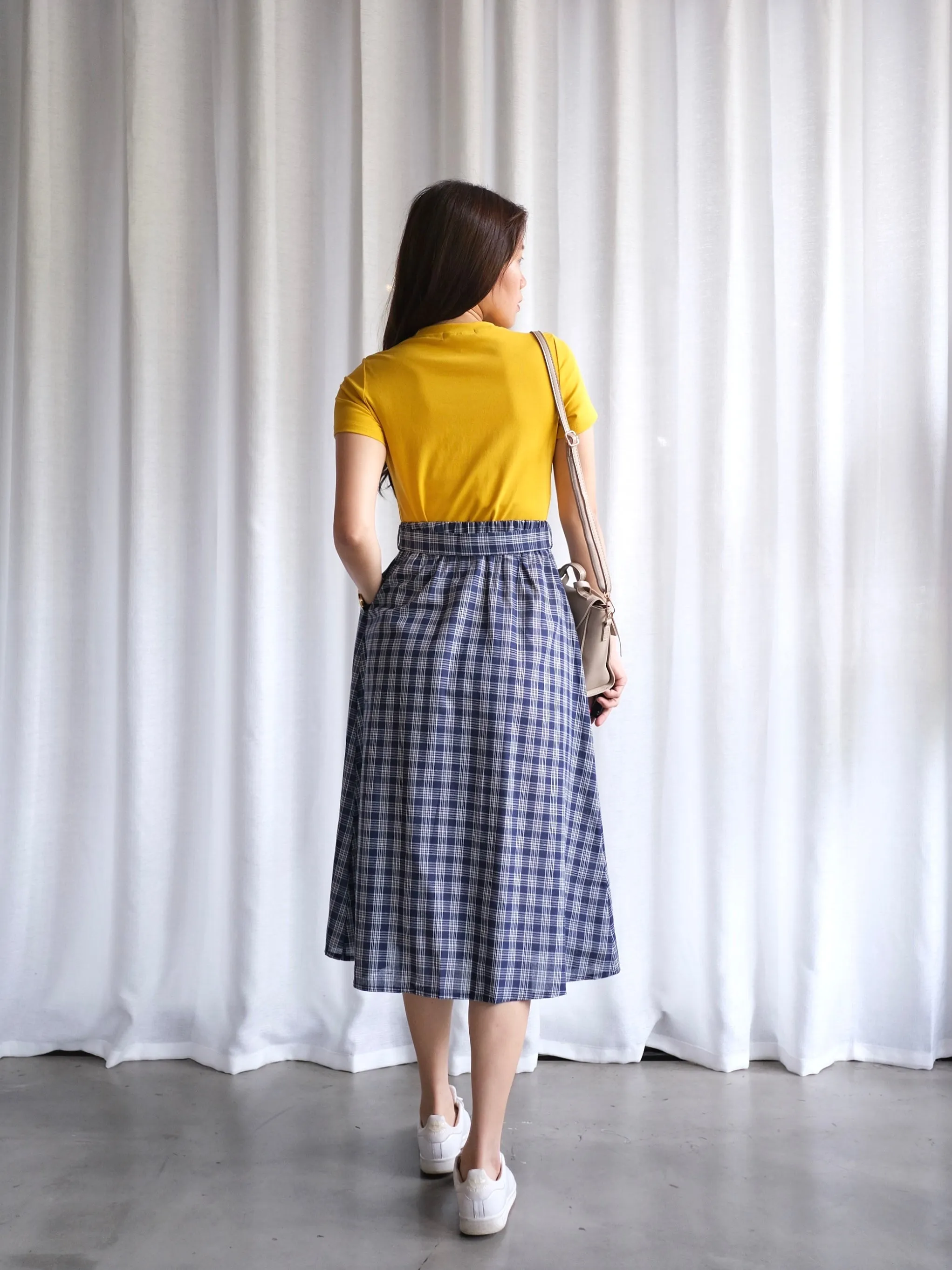 ACEWIN Belted Checkered Skirt (Free Size) 601270