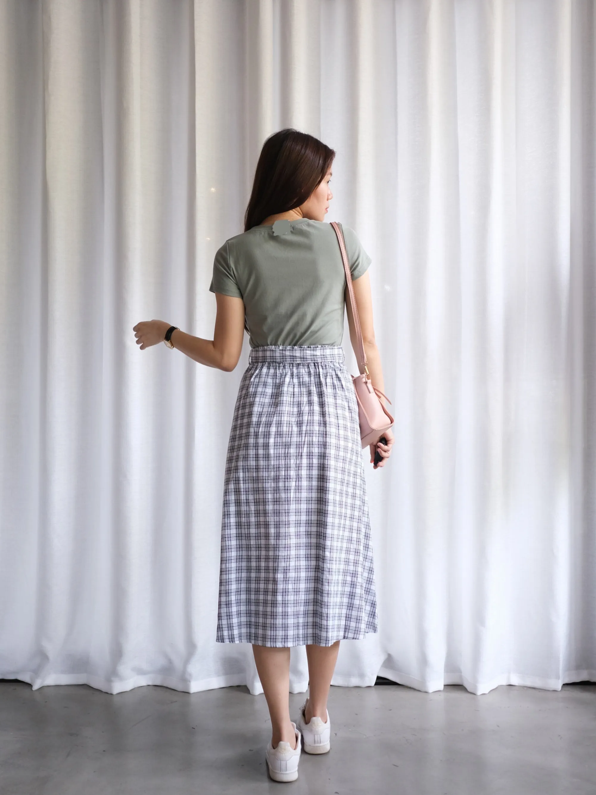 ACEWIN Belted Checkered Skirt (Free Size) 601270