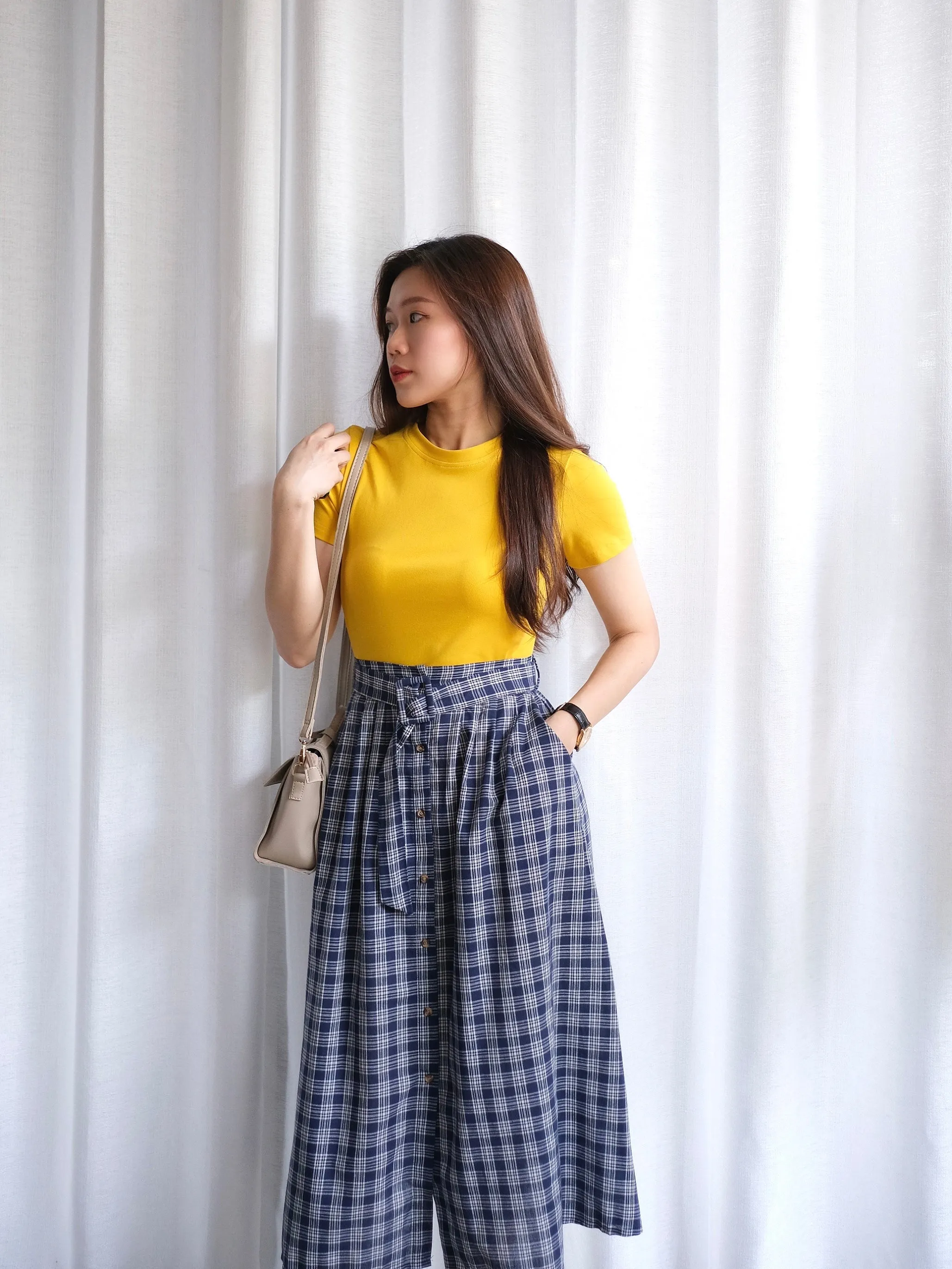 ACEWIN Belted Checkered Skirt (Free Size) 601270