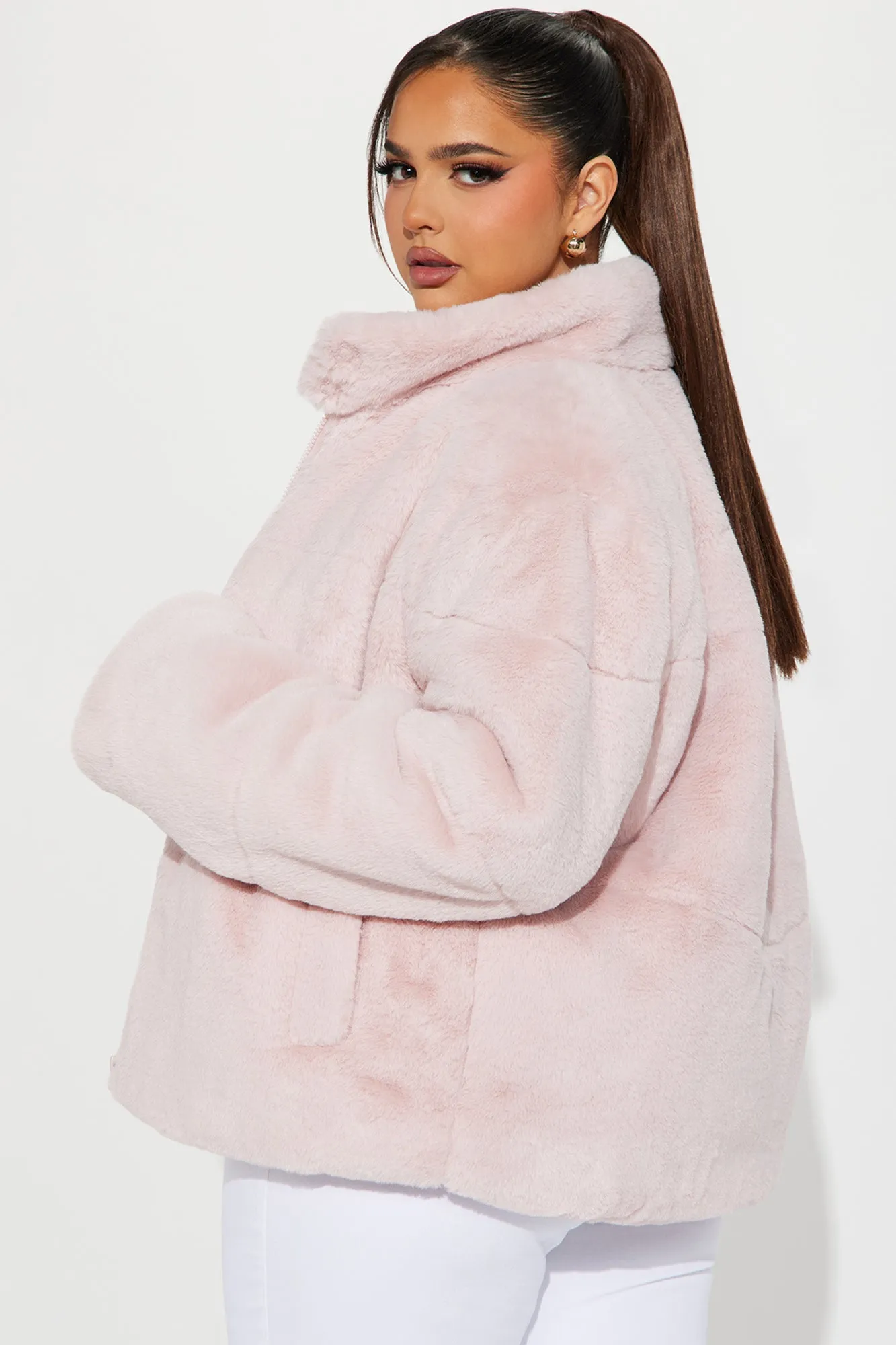 All Fur It Faux Fur Jacket - Mauve