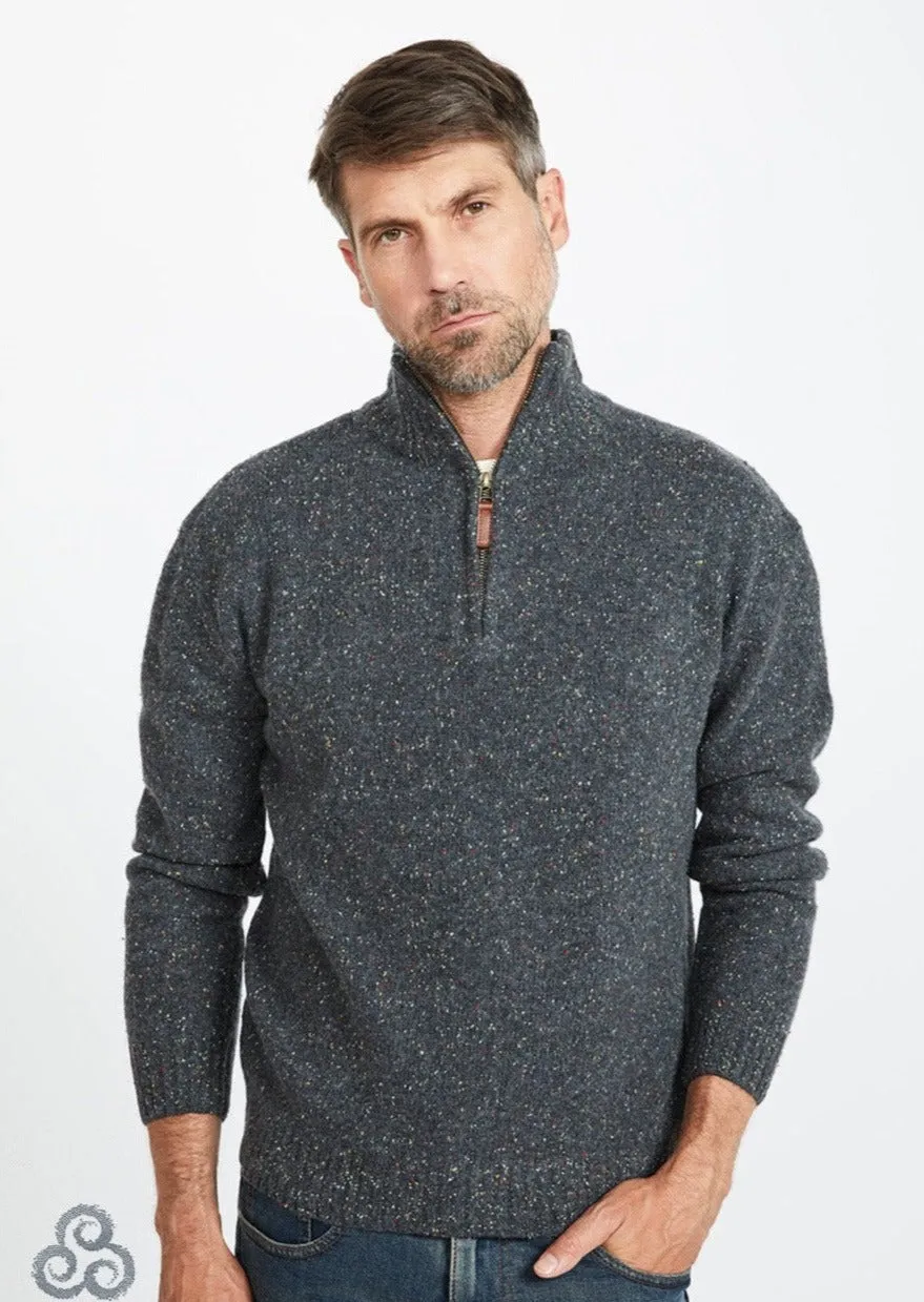 Aran Troyer Zip Sweater | Graphite