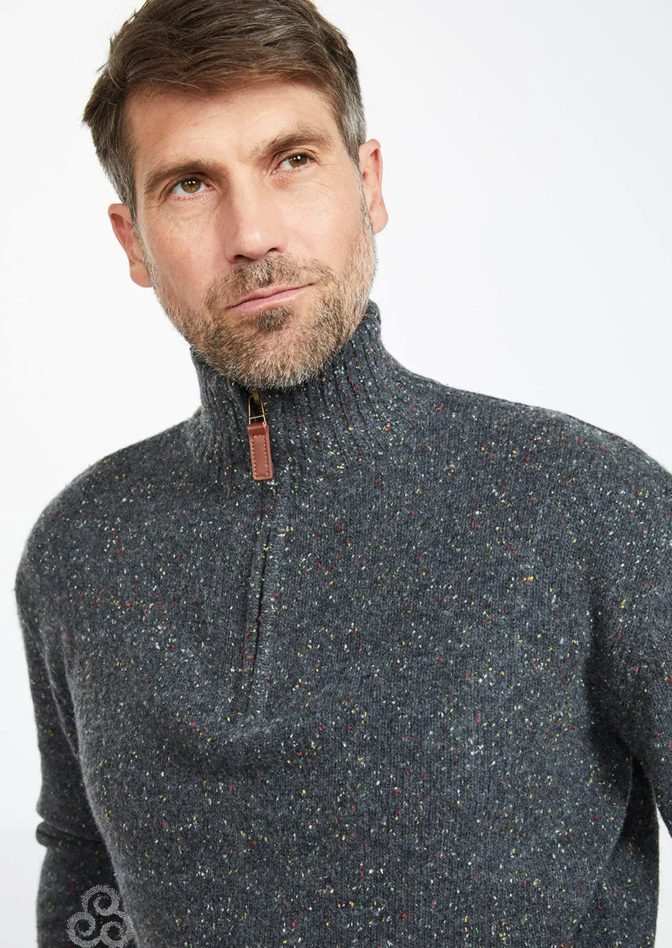 Aran Troyer Zip Sweater | Graphite