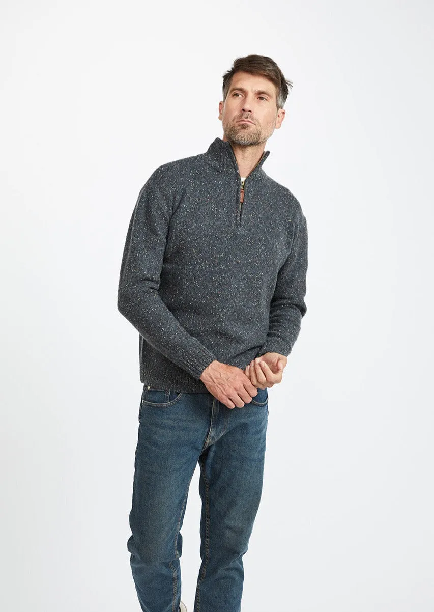 Aran Troyer Zip Sweater | Graphite