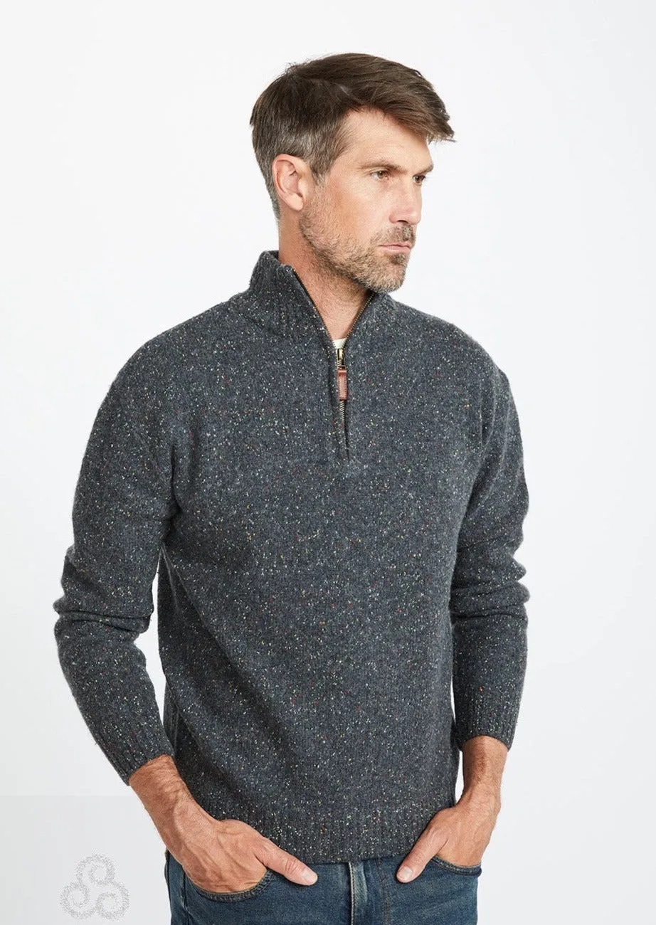 Aran Troyer Zip Sweater | Graphite