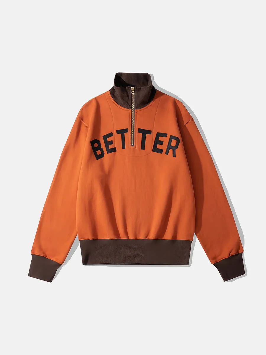 Better Days Colorblocked Half-Zip Lapel Sweatshirt