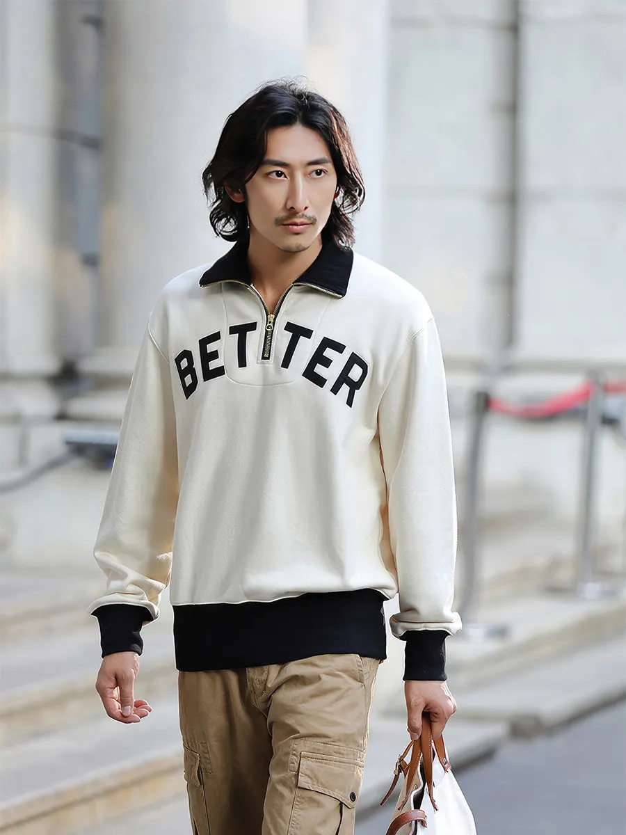 Better Days Colorblocked Half-Zip Lapel Sweatshirt