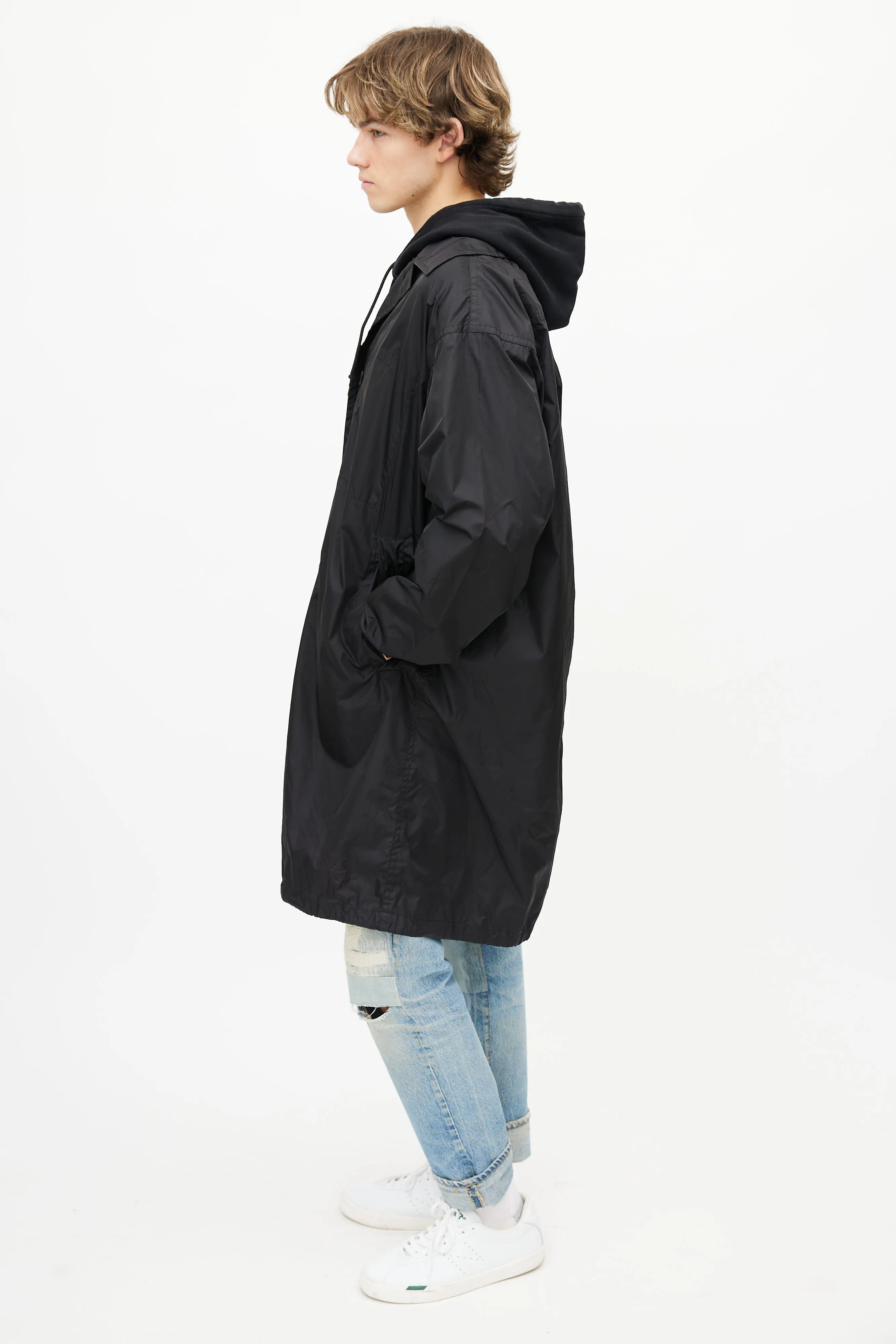 Black Nylon Lightweight Coat