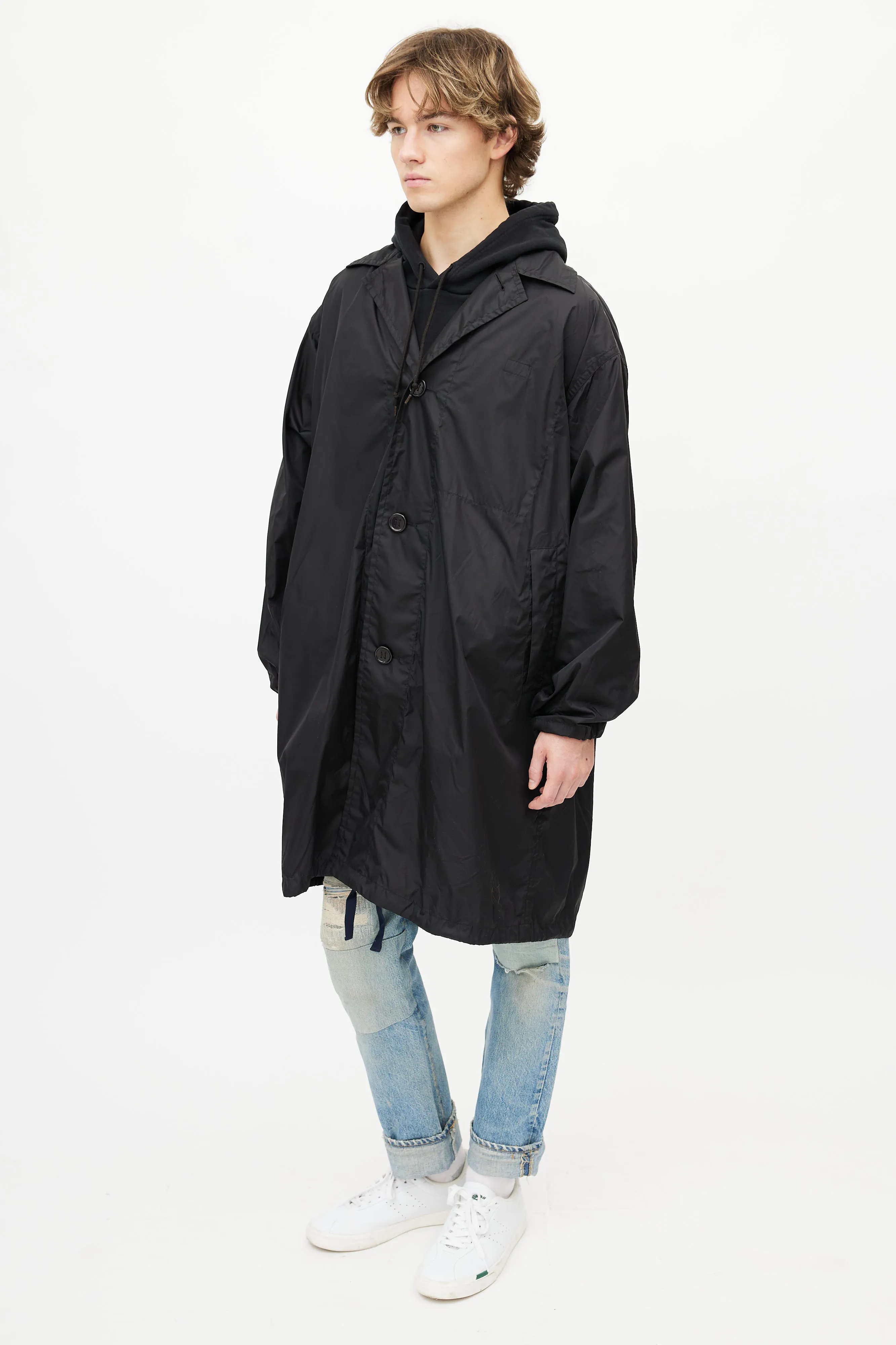 Black Nylon Lightweight Coat