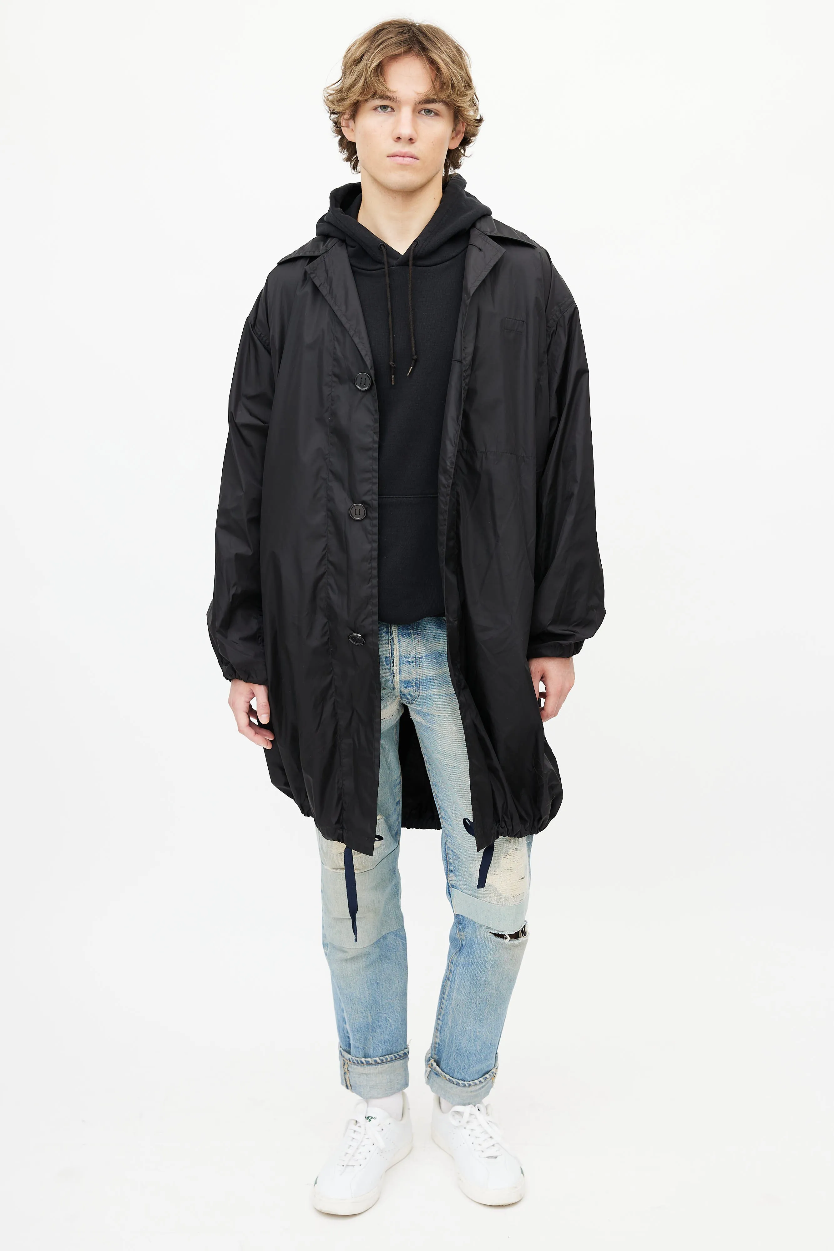 Black Nylon Lightweight Coat