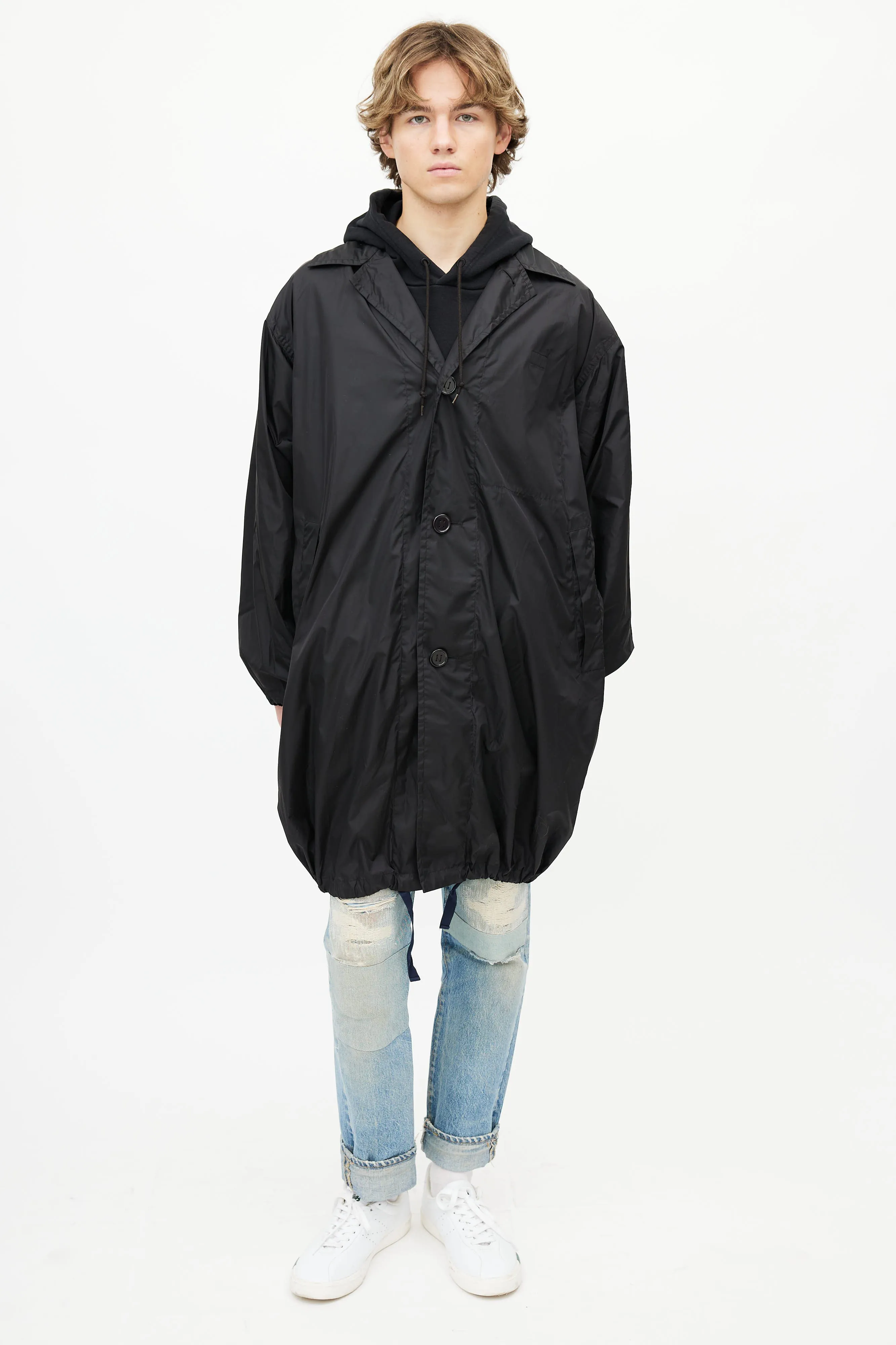 Black Nylon Lightweight Coat