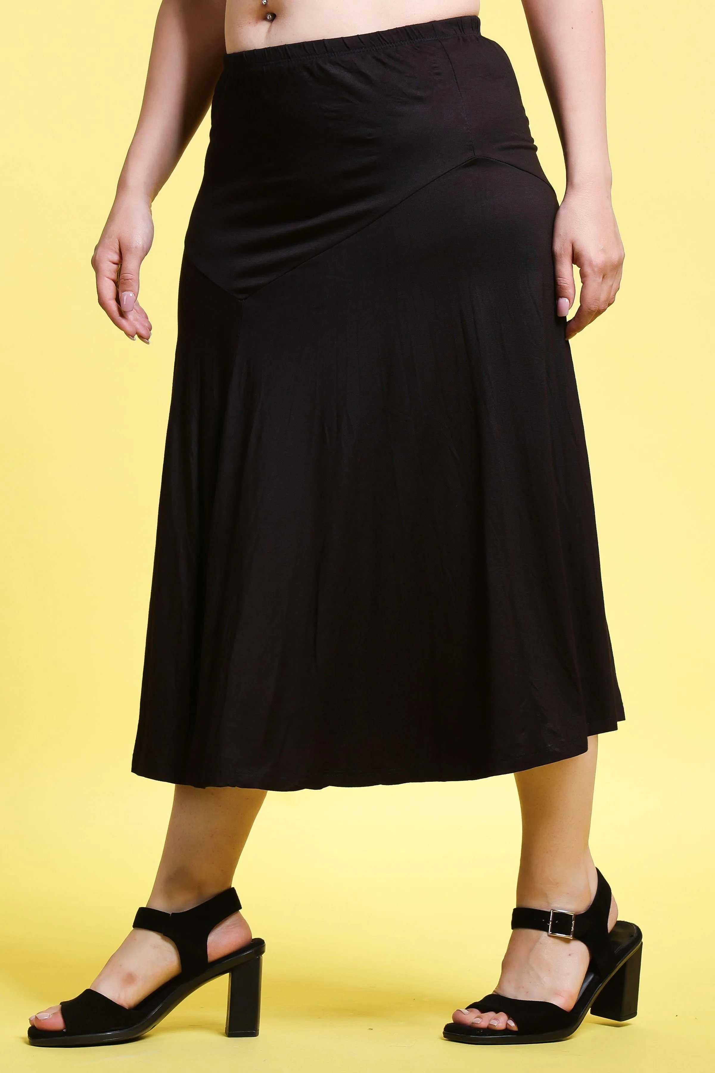 Black Solid Long Skirt