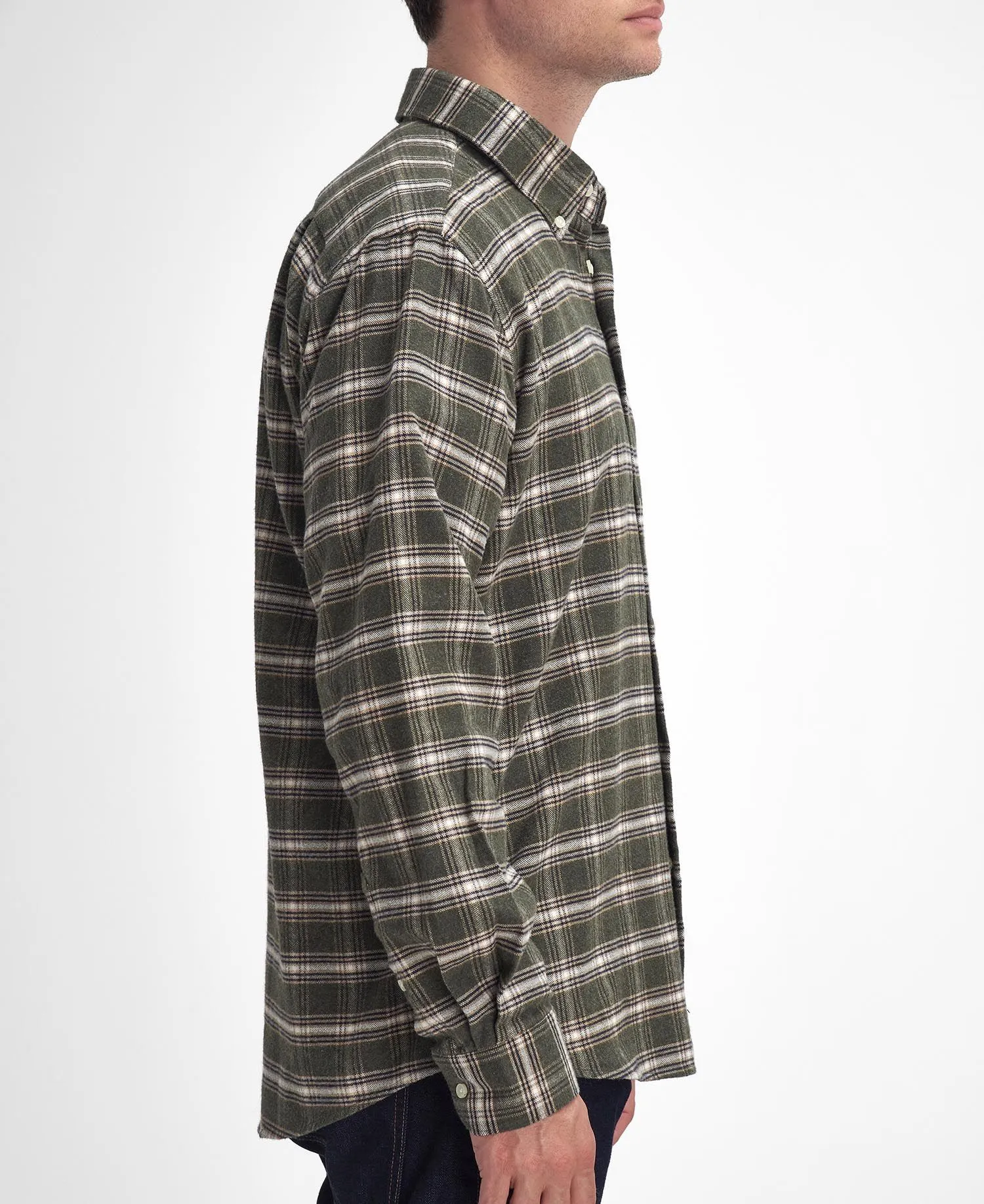 Bowburn Regular Checked Shirt - Olive Marl