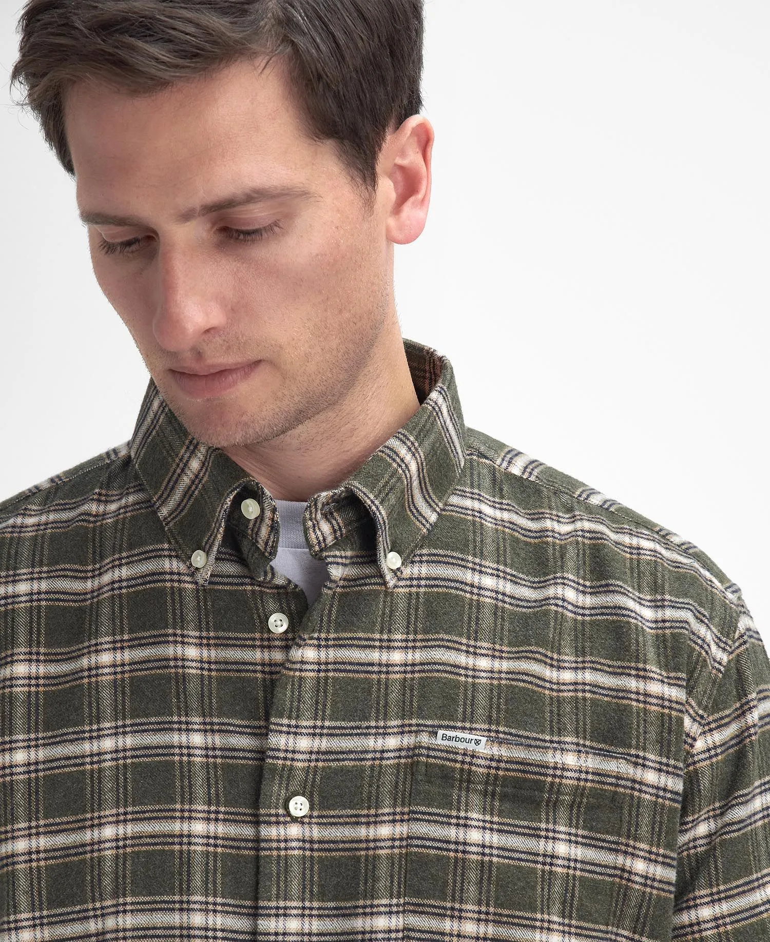 Bowburn Regular Checked Shirt - Olive Marl