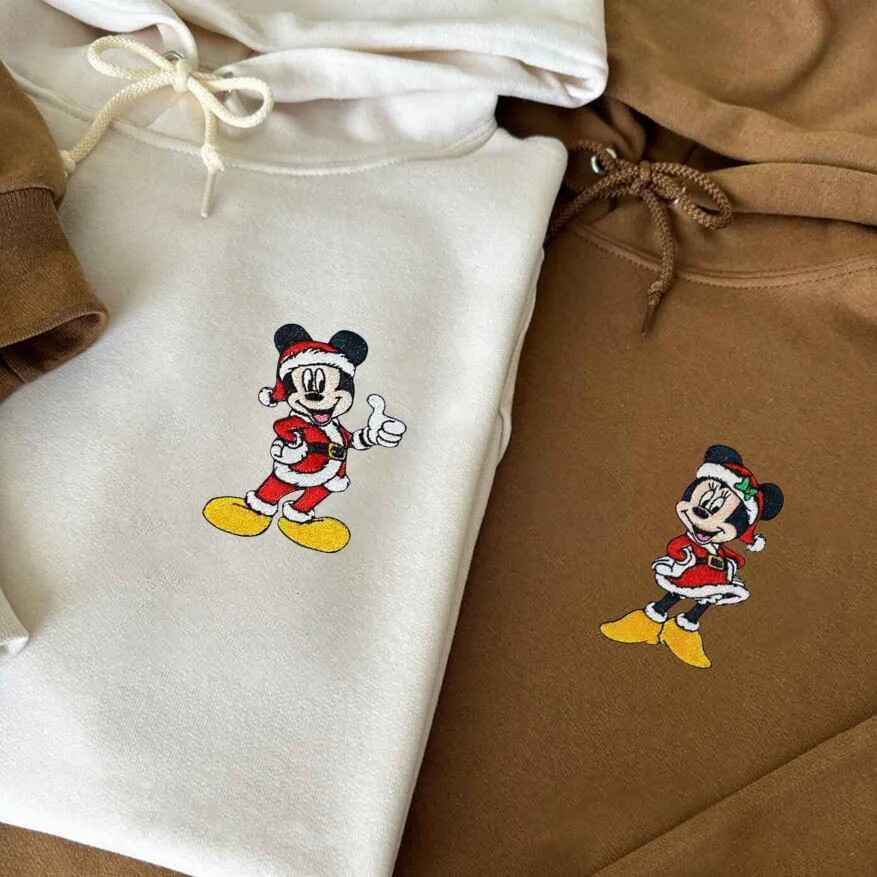 Cartoon Mouse Christmas Matching Couple Hoodies - Personalized Matching Sweatshirts For Couples