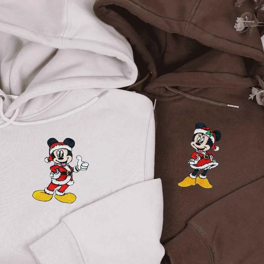 Cartoon Mouse Christmas Matching Couple Hoodies - Personalized Matching Sweatshirts For Couples