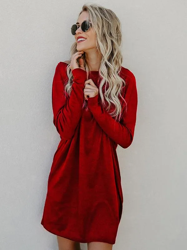 Classic Pockets Knitting Midi Dress