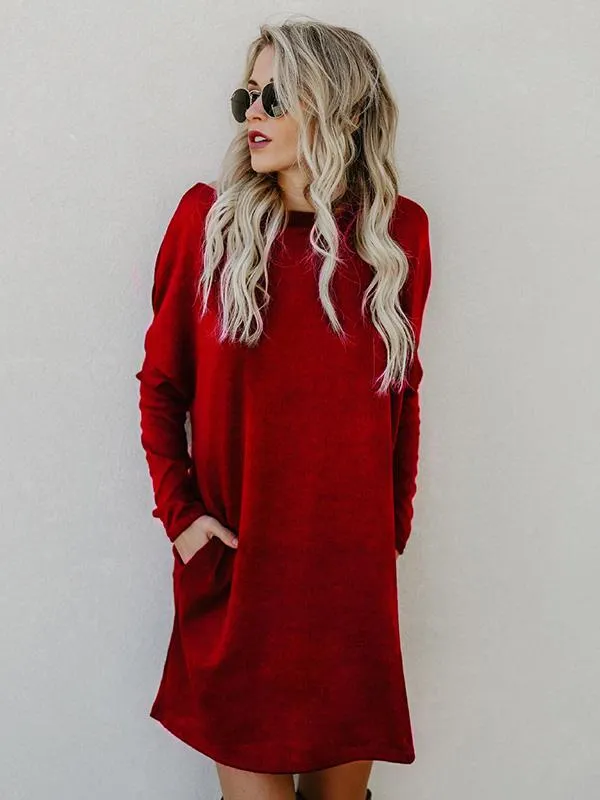 Classic Pockets Knitting Midi Dress