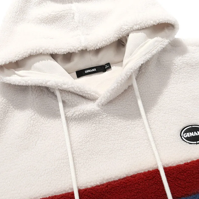 Color Block Logo Label Cashmere Hoodies