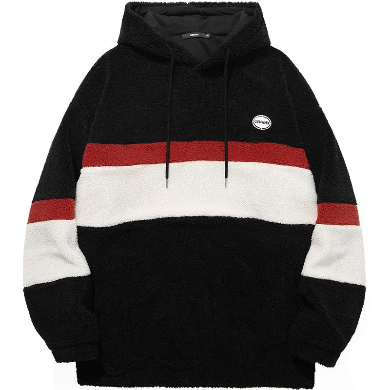 Color Block Logo Label Cashmere Hoodies