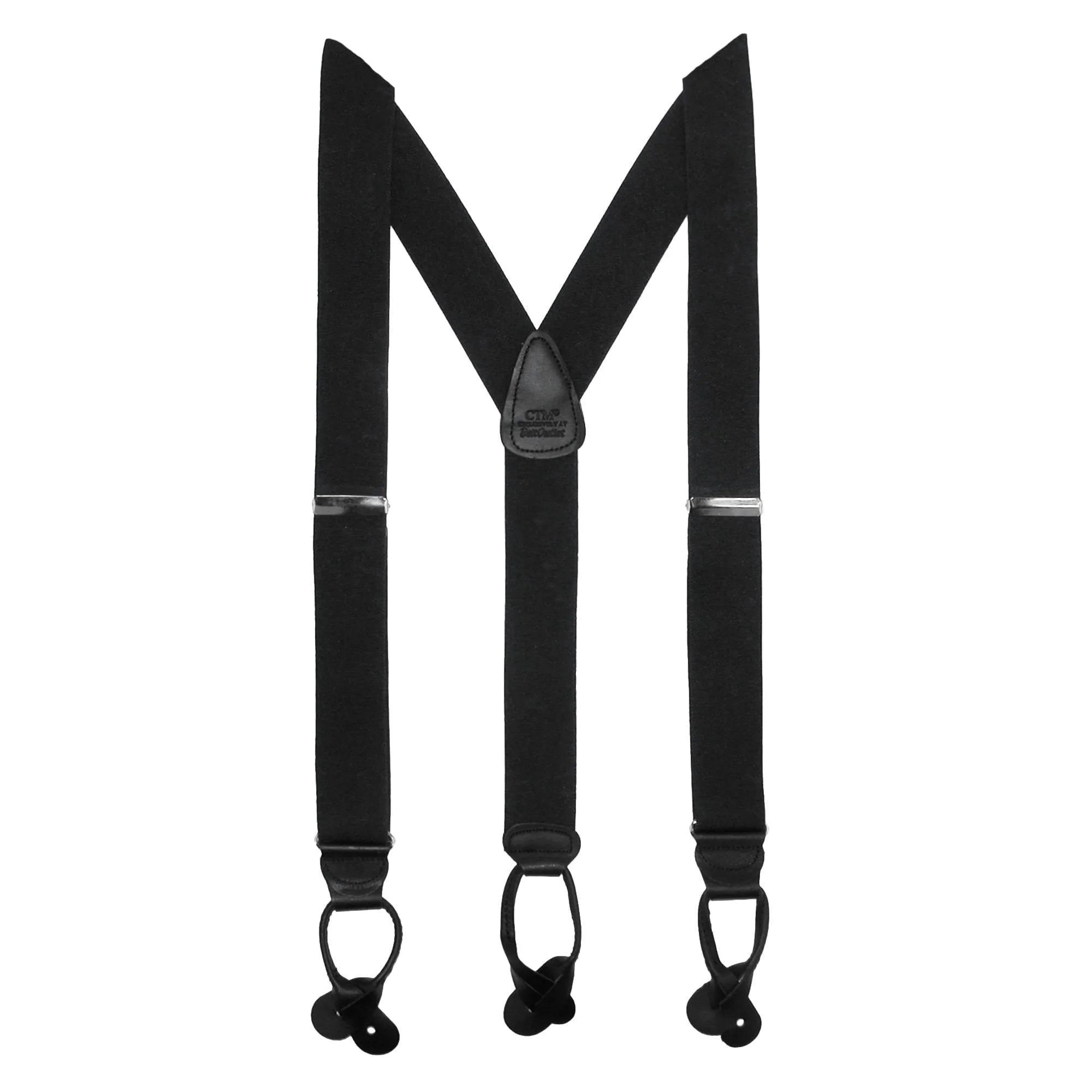 CTM® Men's Big & Tall Elastic Button End Dress Suspenders with Silver Hardware