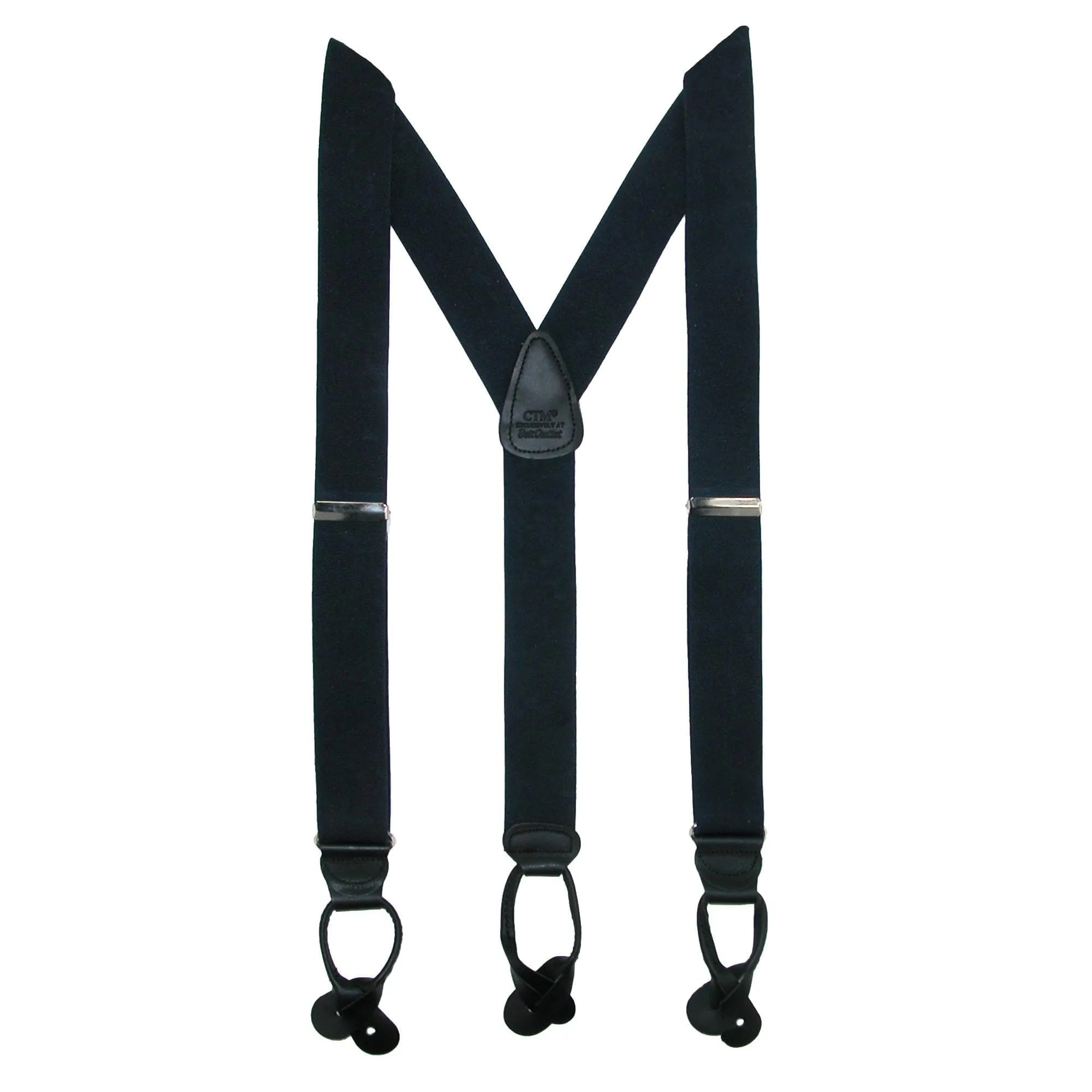 CTM® Men's Big & Tall Elastic Button End Dress Suspenders with Silver Hardware