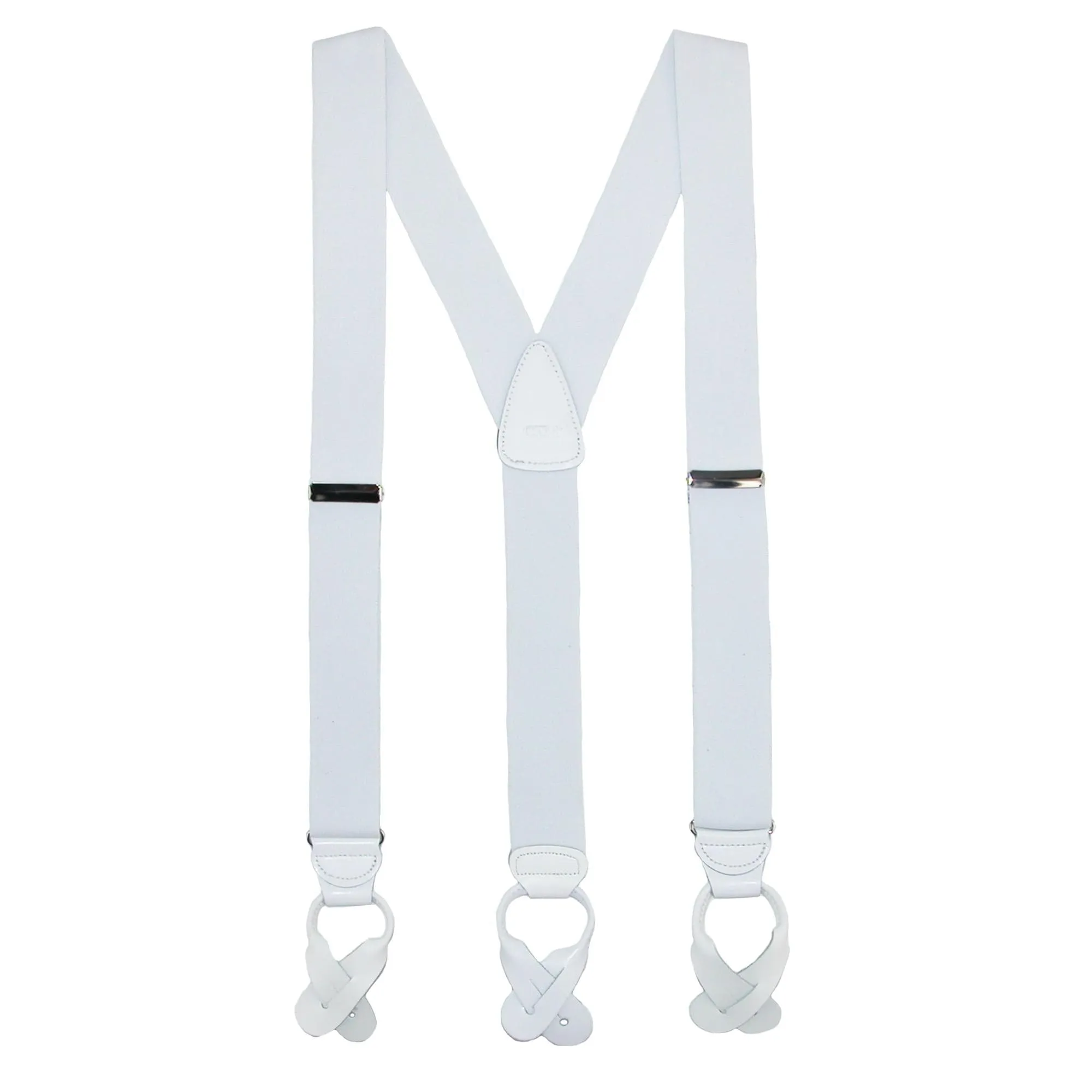 CTM® Men's Big & Tall Elastic Button End Dress Suspenders with Silver Hardware