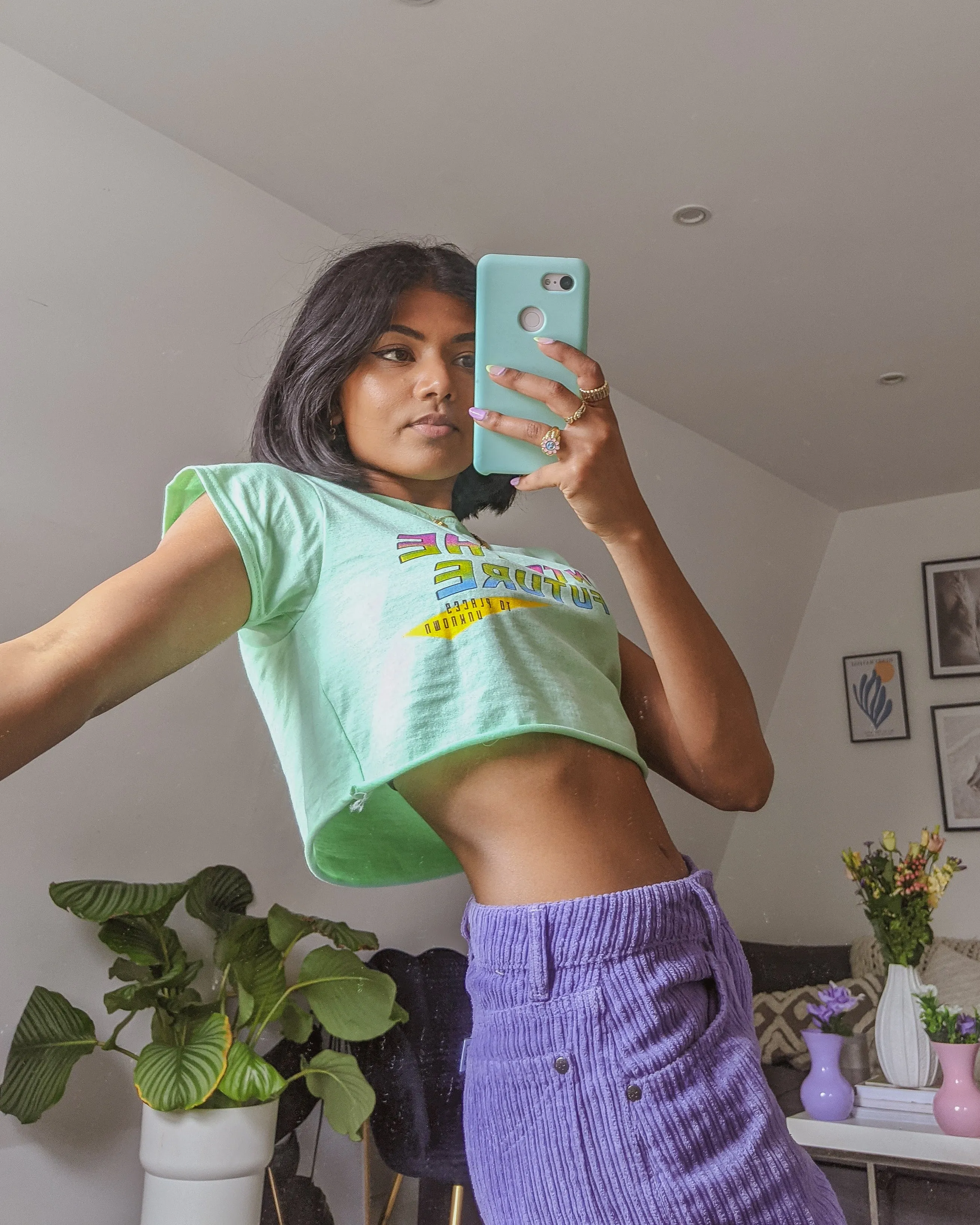 Daisy Street X Pose and Repeat Into The Future Print Crop T-Shirt