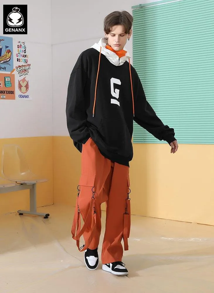 Fake Two Piece Print Turtleneck Hoodies