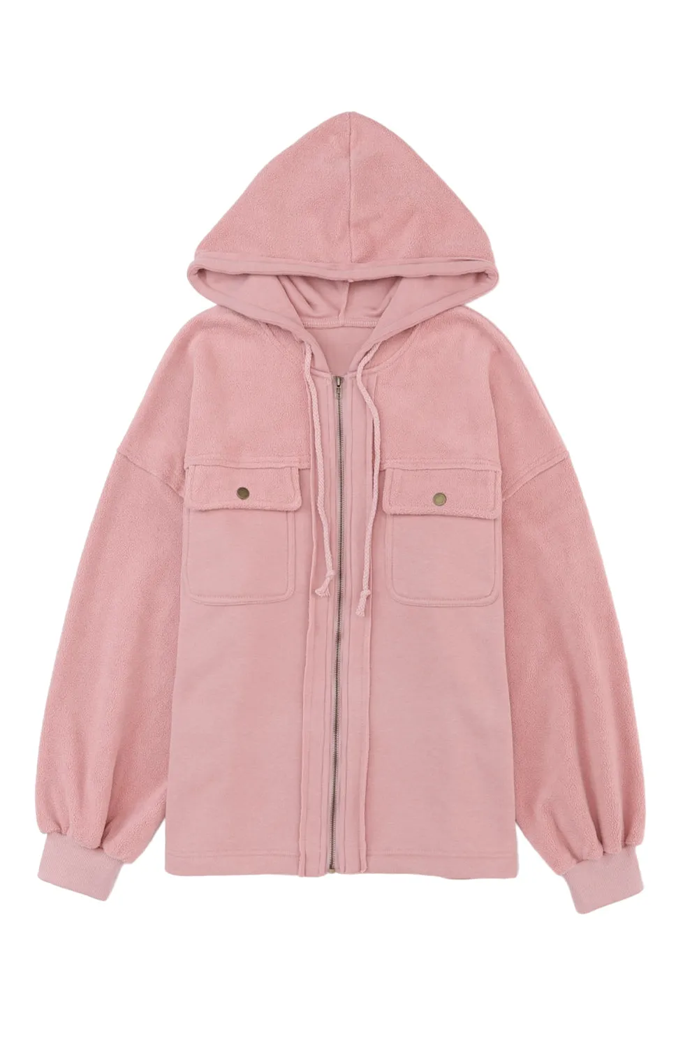 Flap Pocket Drawstring Hood Jacket