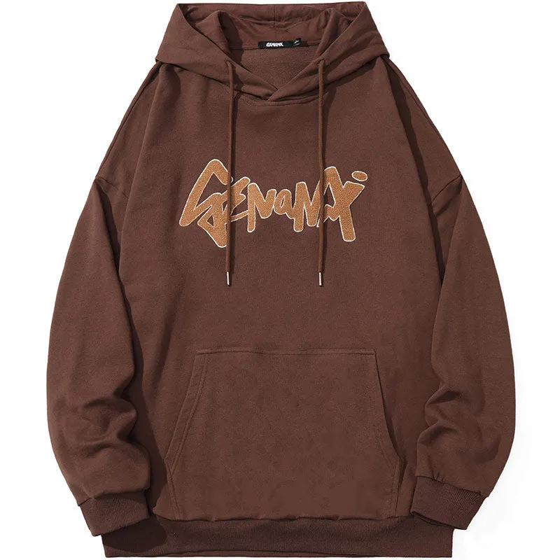 Funny Graffiti Print Contrast Color Kangaroo Pocket Hoodies