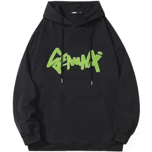 Funny Graffiti Print Contrast Color Kangaroo Pocket Hoodies