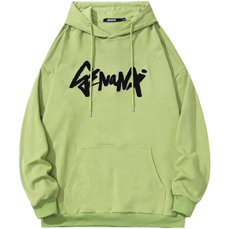 Funny Graffiti Print Contrast Color Kangaroo Pocket Hoodies