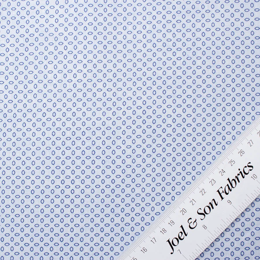 Geo Printed Superfine Blue Pure Linen