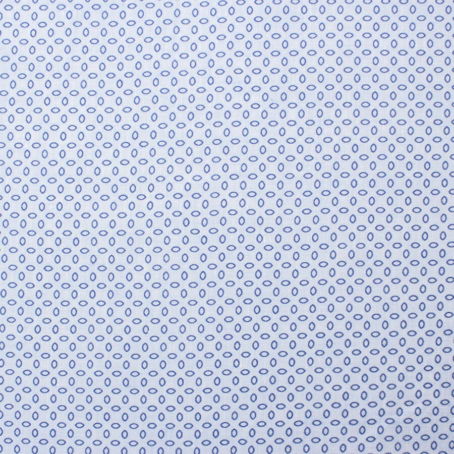 Geo Printed Superfine Blue Pure Linen