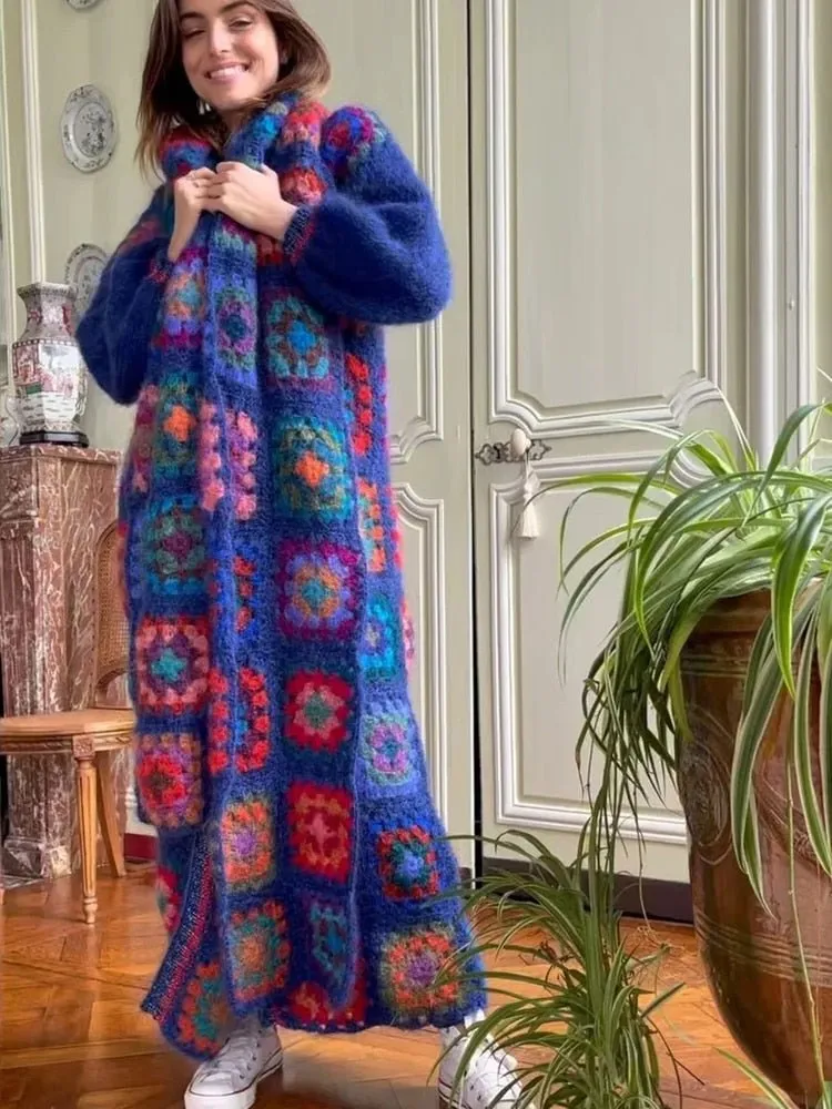 GYPSYLADY Full Length Knitted Mohair-Poly Blend Cardigan