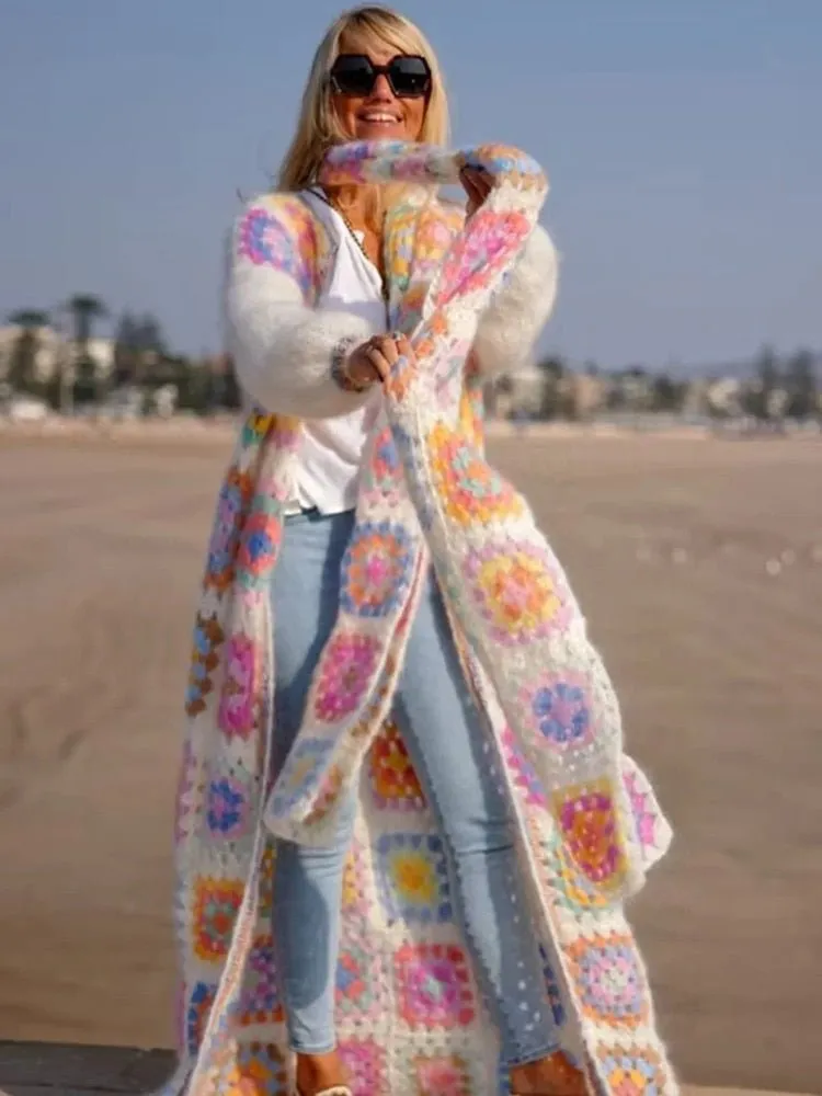 GYPSYLADY Full Length Knitted Mohair-Poly Blend Cardigan