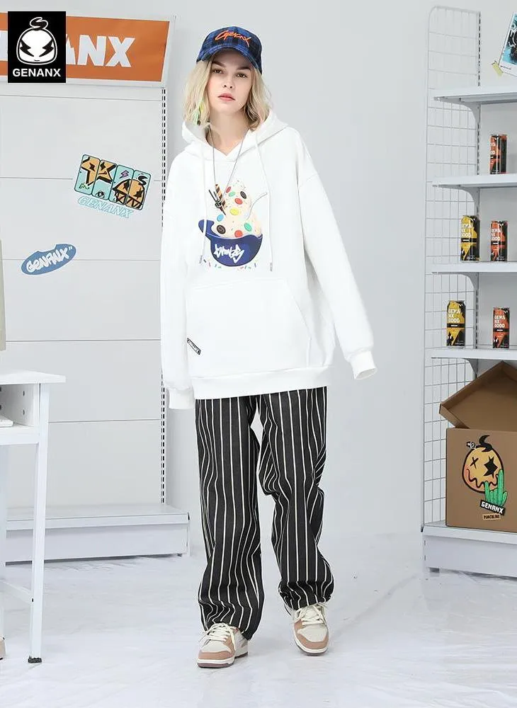 Ice Cream Bucket Hat Print Kangaroo Pocket Hoodies