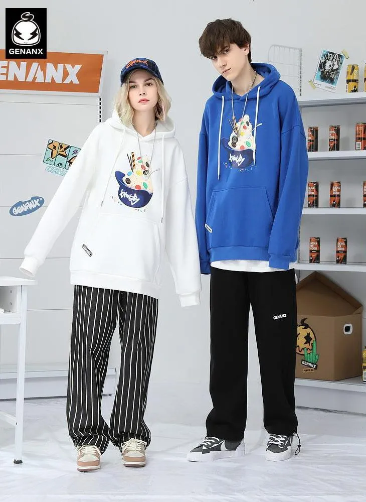 Ice Cream Bucket Hat Print Kangaroo Pocket Hoodies