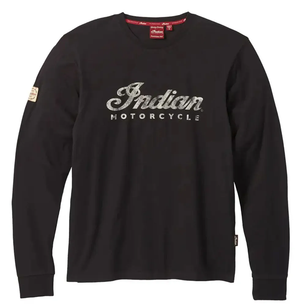 Indian Motorcycle Mens Long Sleeve Script Logo T-Shirt Black