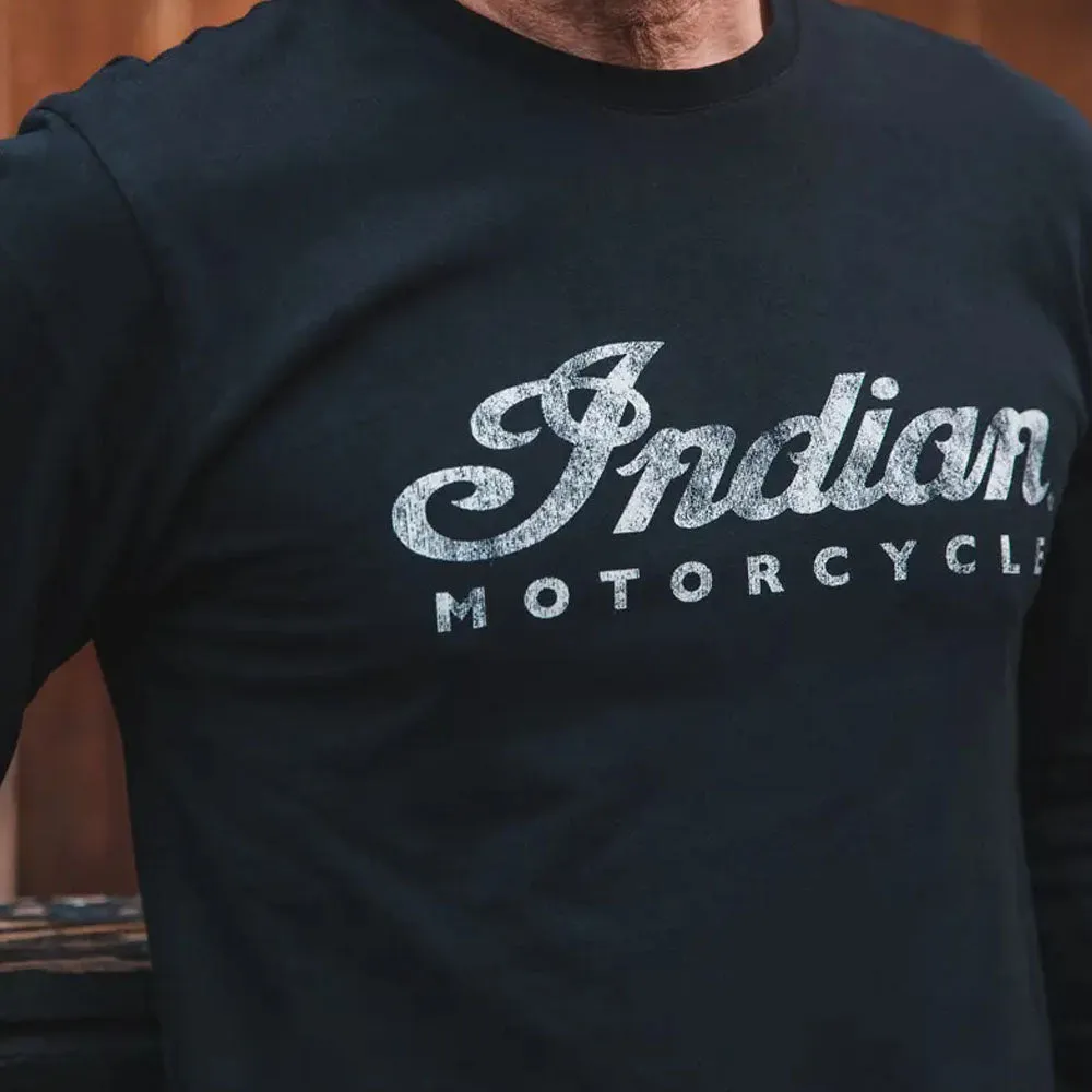 Indian Motorcycle Mens Long Sleeve Script Logo T-Shirt Black