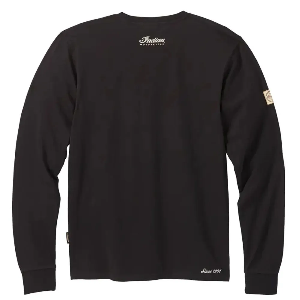 Indian Motorcycle Mens Long Sleeve Script Logo T-Shirt Black