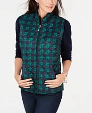 Karen Scott Petite Size Plaid Puffer Vest Size PXL