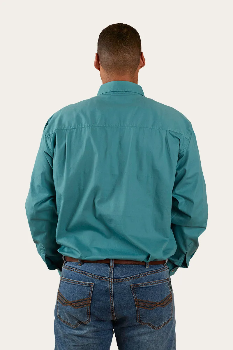 King River Mens Half Button Work Shirt - Dusty Jade