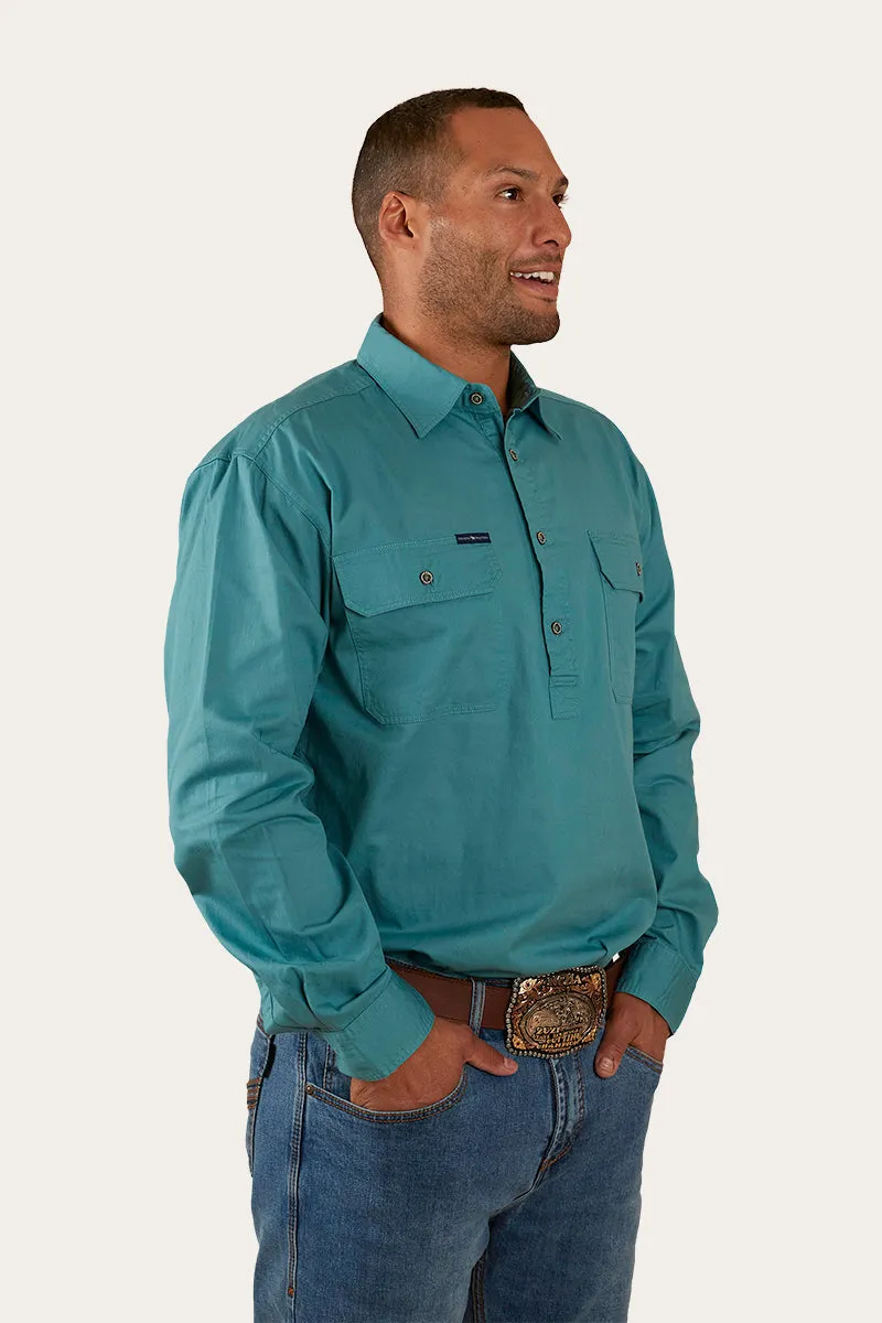 King River Mens Half Button Work Shirt - Dusty Jade