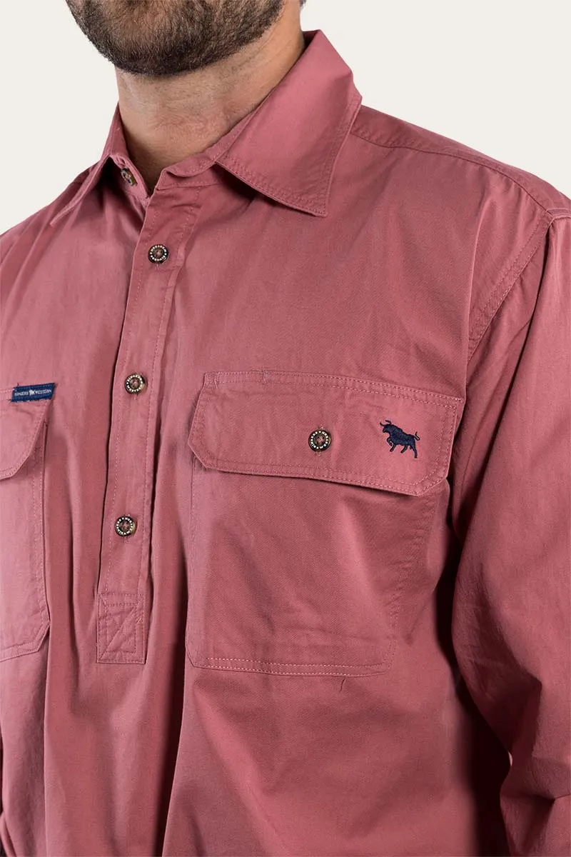 King River Mens Half Button Work Shirt - Dusty Rose