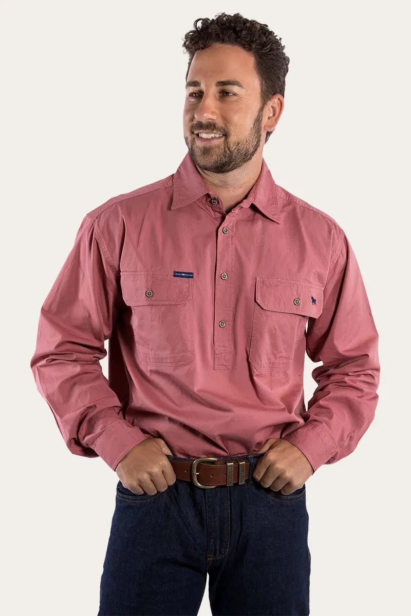 King River Mens Half Button Work Shirt - Dusty Rose